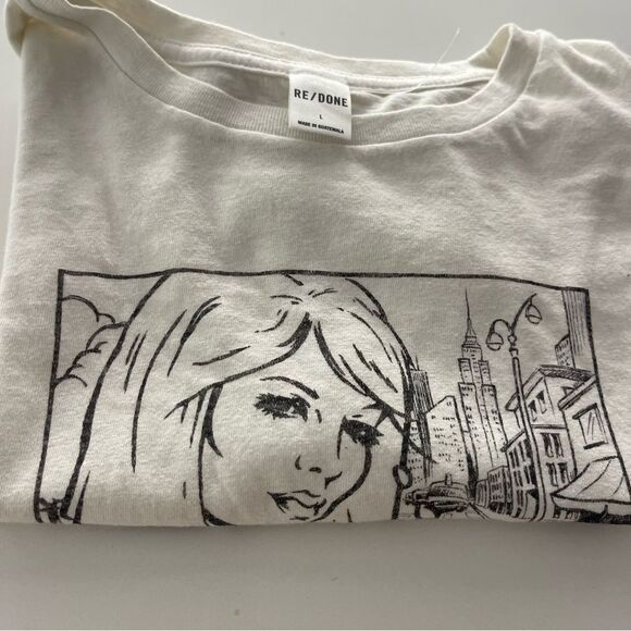 Re/Done You're Cute Retro Graphic Tee White Short Sleeve Size Large NWOT - Picture 8 of 8
